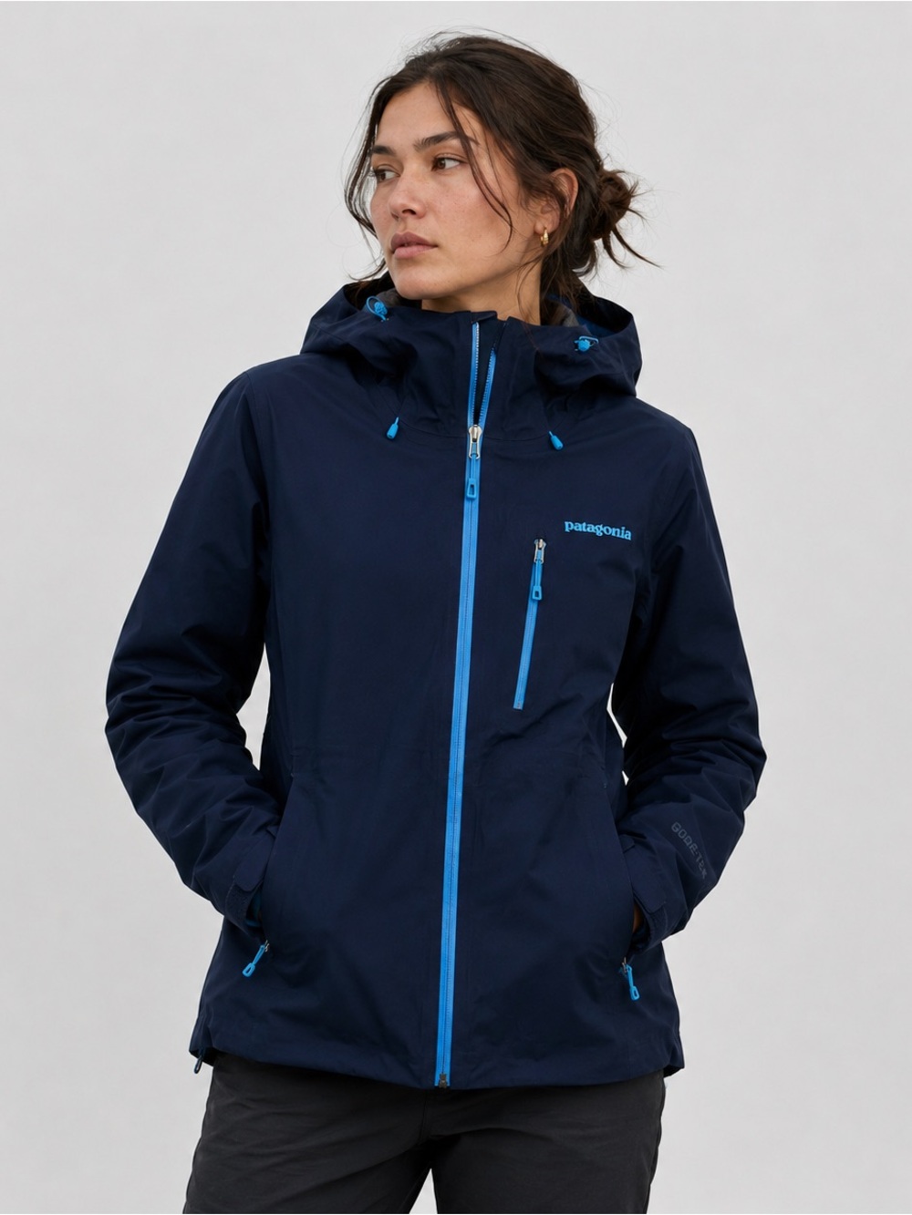 Patagonia Gore-Tex Hooded Shell Zip Up WindbreakerJacket Navy Blue Size Medium